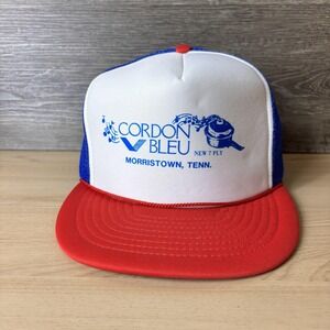 VINTAGE CORDON BLEU HAT CAP SNAP BACK MESH TRUCKER ADVERTISING MENS 80S